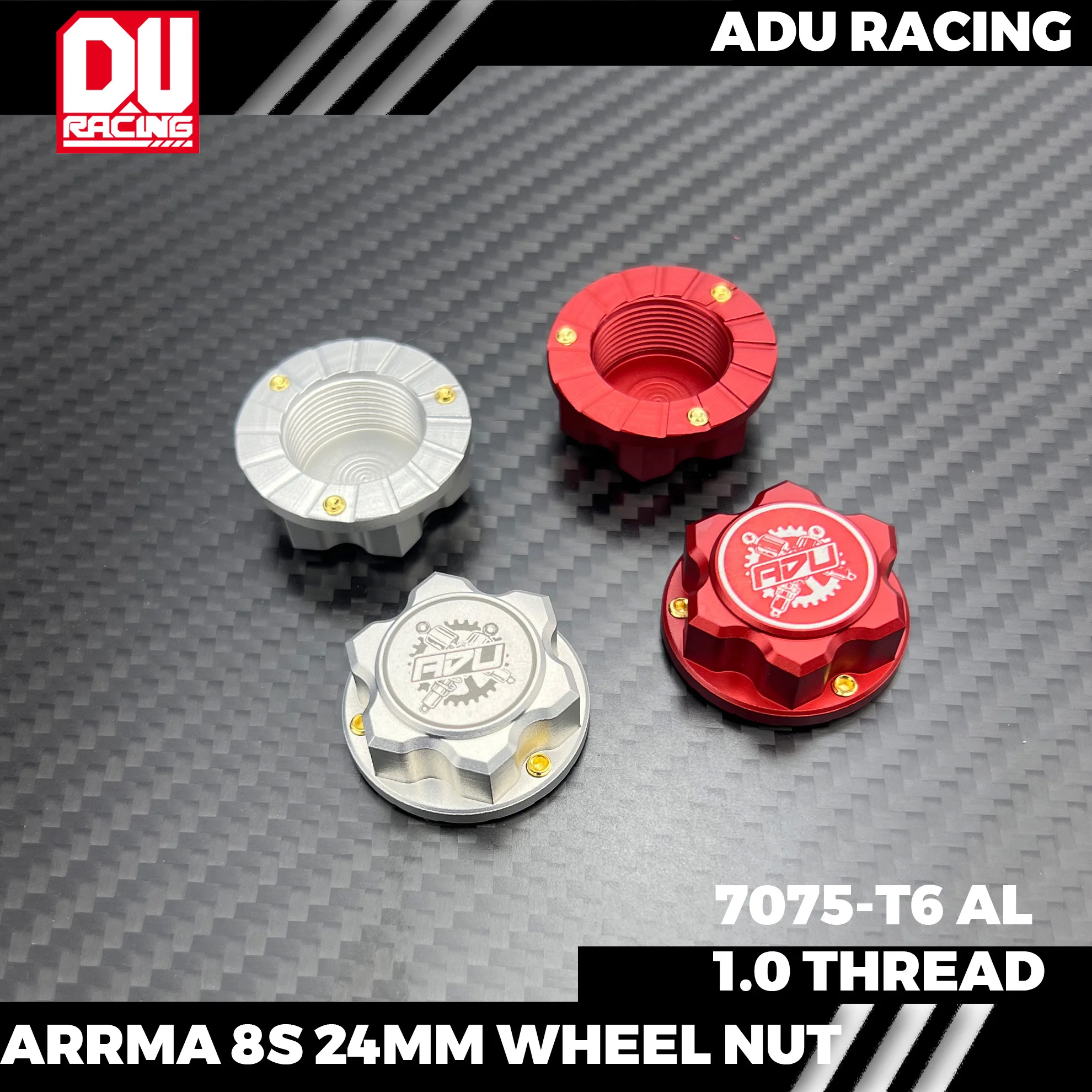 ADU Racing 7075 1.0 24mm Aluminum Hex Wheel Nuts Dustproof Anti-Skid for 1/5 Arrma outcast kraton
