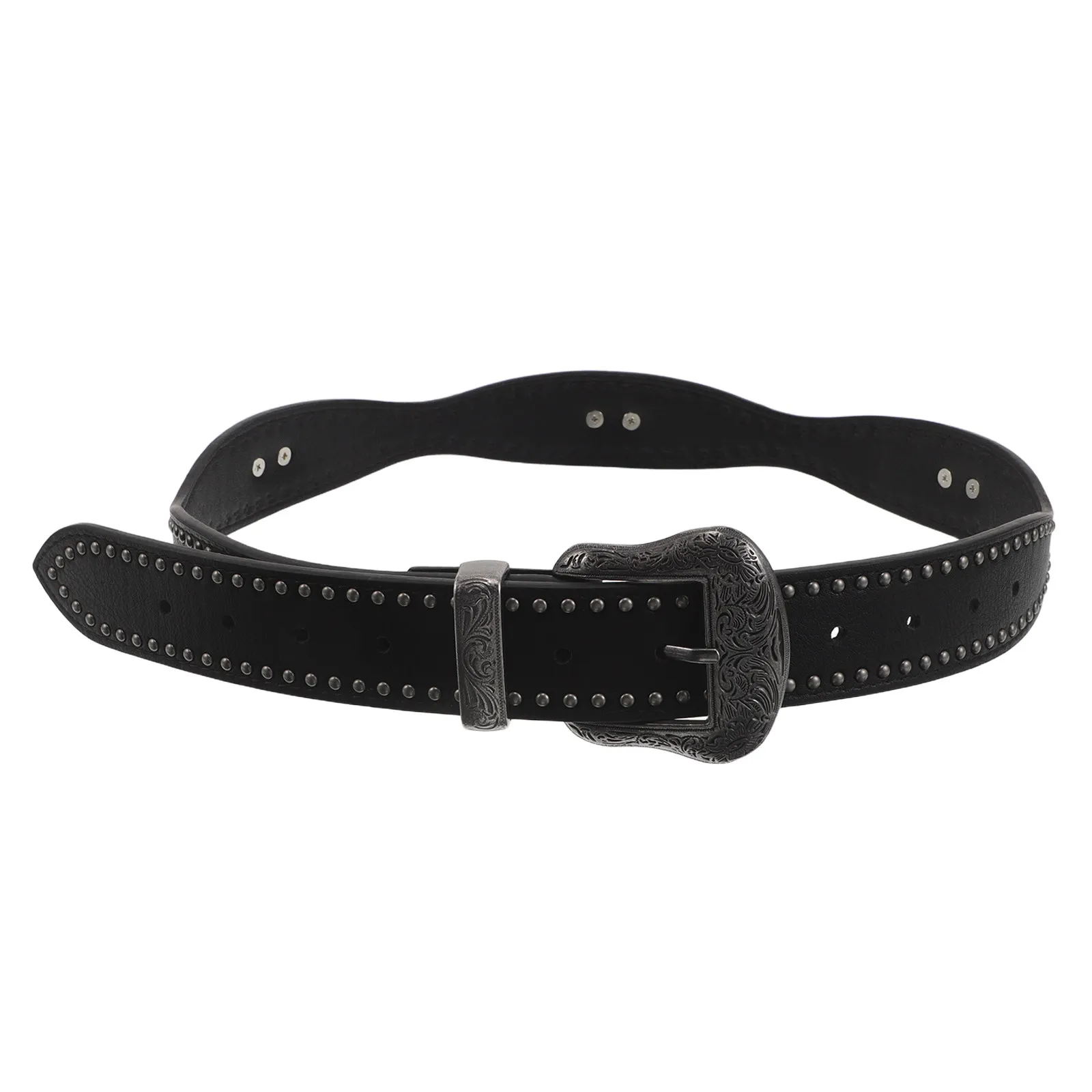 

Панк-рок ремень с заклепками и цветочной резной пряжкой, регулируемый пояс в стиле панк, ковбойский пояс для женщин, уличная мода