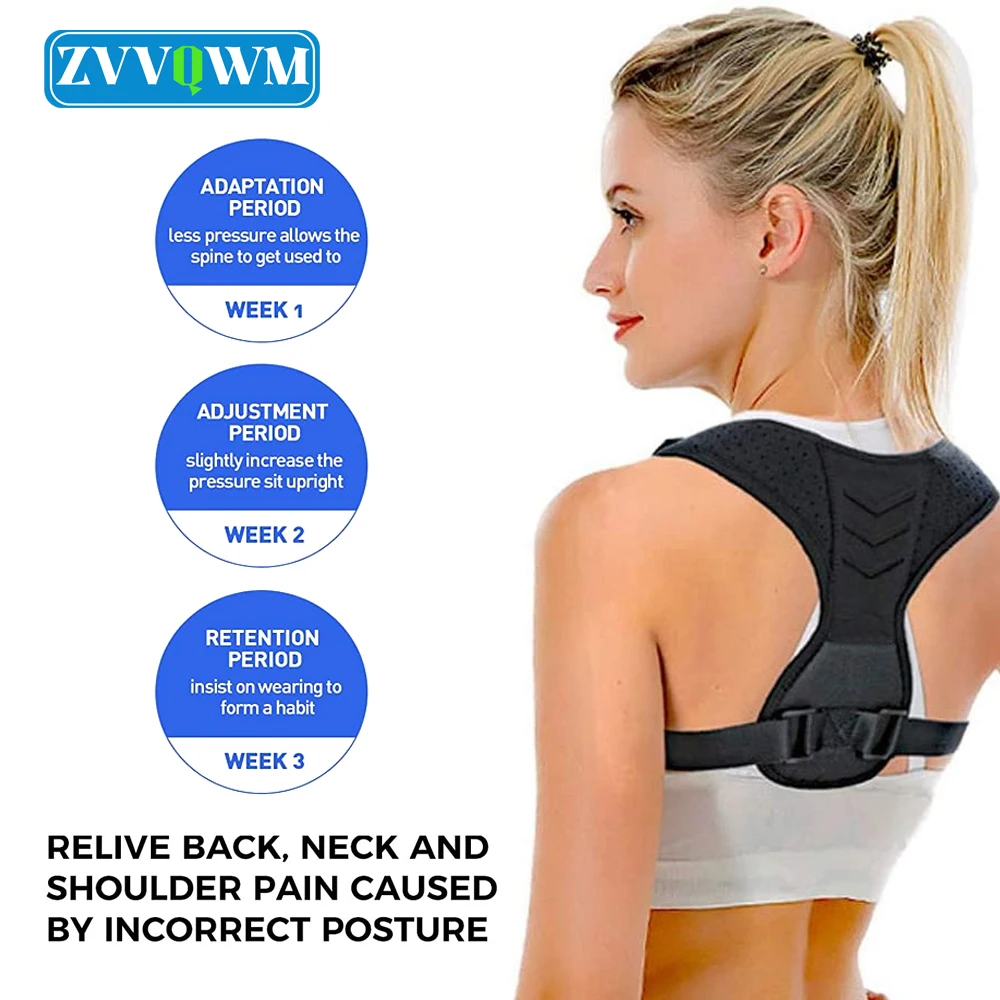 Compression Back Brace Posture Corrector Women Men Upper Back Pain Relief Adjustable Shoulder Belt Back Straight Brace