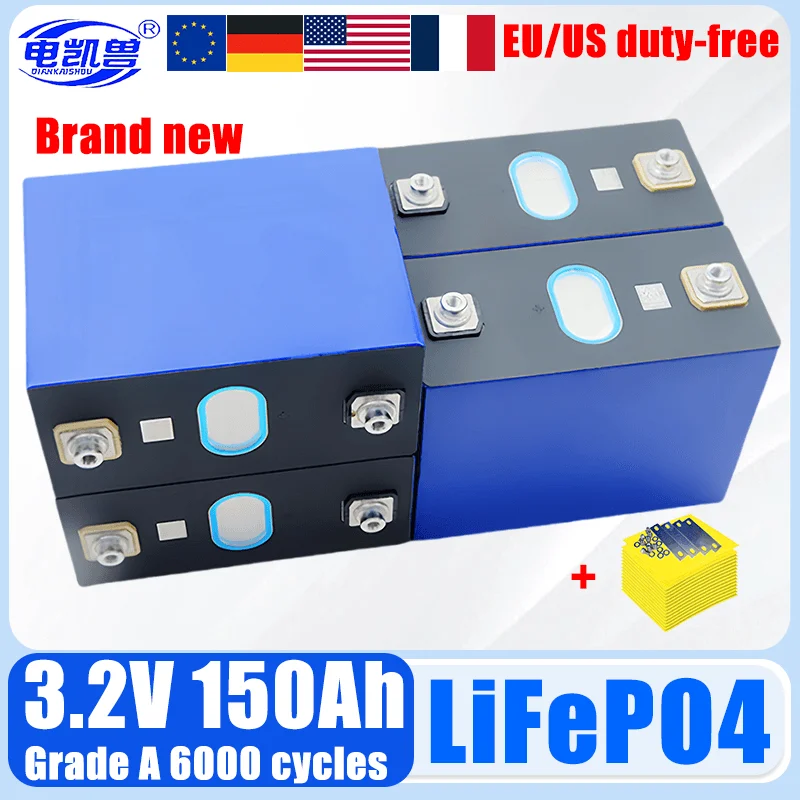 

3.2v 150ah LiFePO4 battery new DIY 4S 8S 12V 24V 48V Motorcycle Electric Car travel Solar inverter Batteries Grade A Duty-free