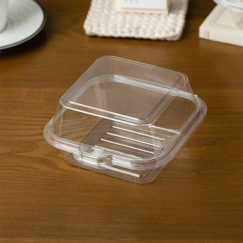 10pcs Simple Plastic Cake Takeout Box Transparent Disposable Dessert Boxes with Lids Cake Packing Box Basque Cheesecake
