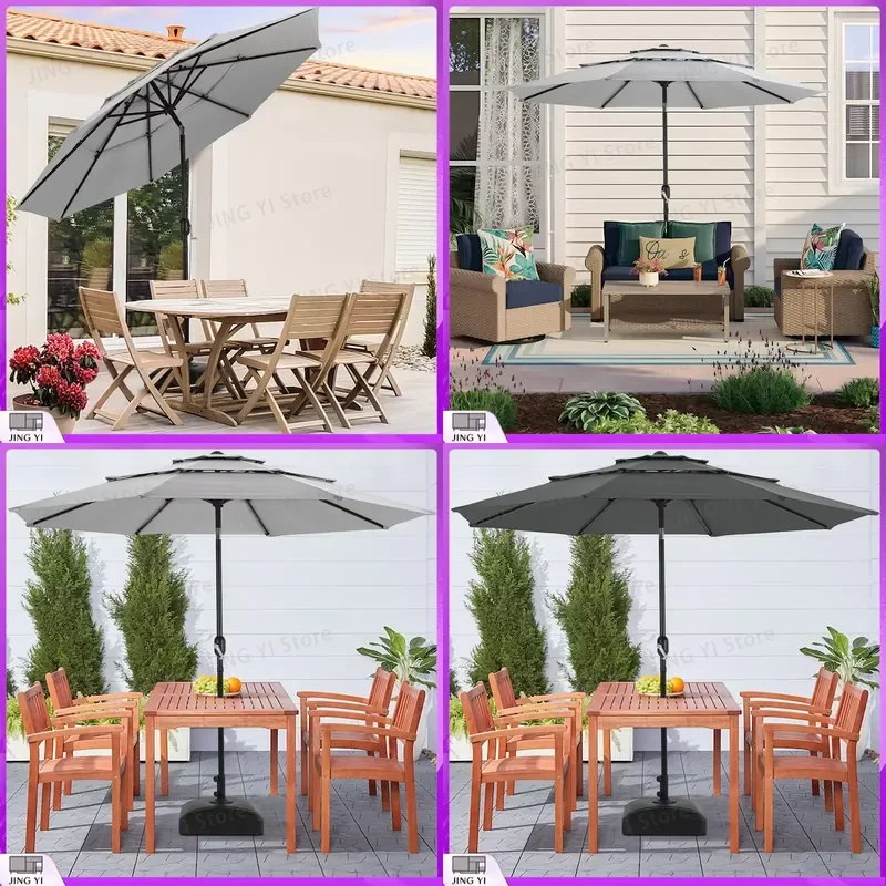 

3-Tier Outdoor Umbrella with Crank and Tilt Mechanism 293cm x 293cm x 255cm Garden Patio Shade Umbrella Heavy Duty Sunshade
