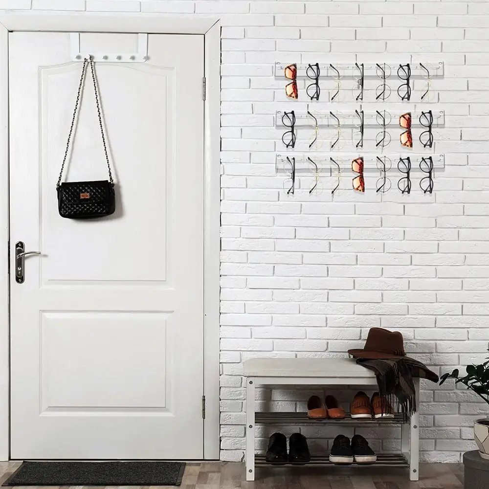 الحديثة 7 ثقوب نظارات رف شاشة الاكريليك النظارات الشمسية الشفافة عرض شماعات الحائط النظارات الشمسية حامل المحلات التجارية #2