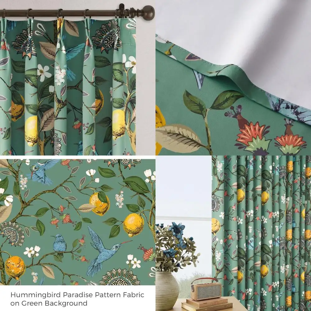 

96 зеленых штор с цветочным принтом шалфея в фермерском доме, со складками и рисунком колибри для гостиной и спальни