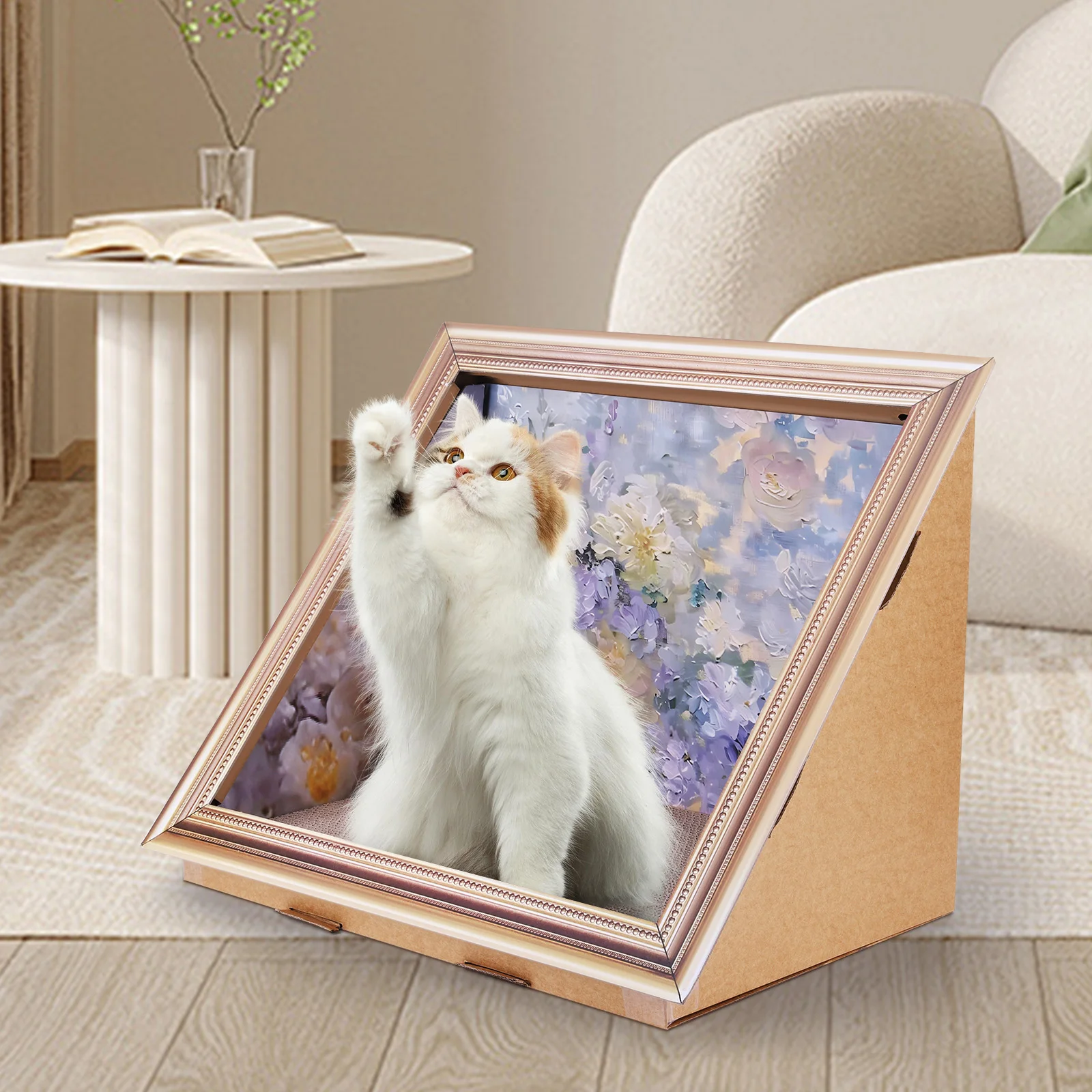 

3D Oil Painting Cat Claw Board Wear Resist Oil Painting Frame Cat Nest Breathable Cardboard Photo Frame Cat Bed for Pet Gifts