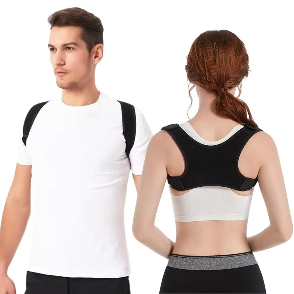 

Adjustable Back Posture Corrector Fracture Support Breathable Adjustable Back Shoulder Back Support Black Back Correction Brace