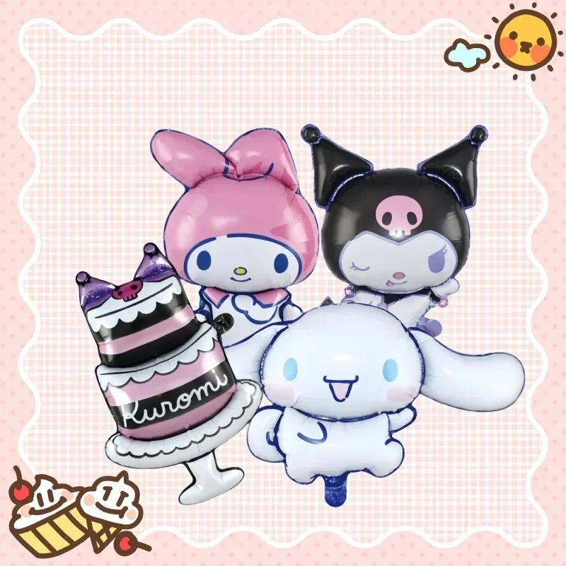 4-teiliges Sanrio Kuromi Pacha Dog Melody Kuchen-Set Aluminiumfolie Ballon-Set Prinzessin Geburtstagsgeschenk Party-Dekorationszubehör