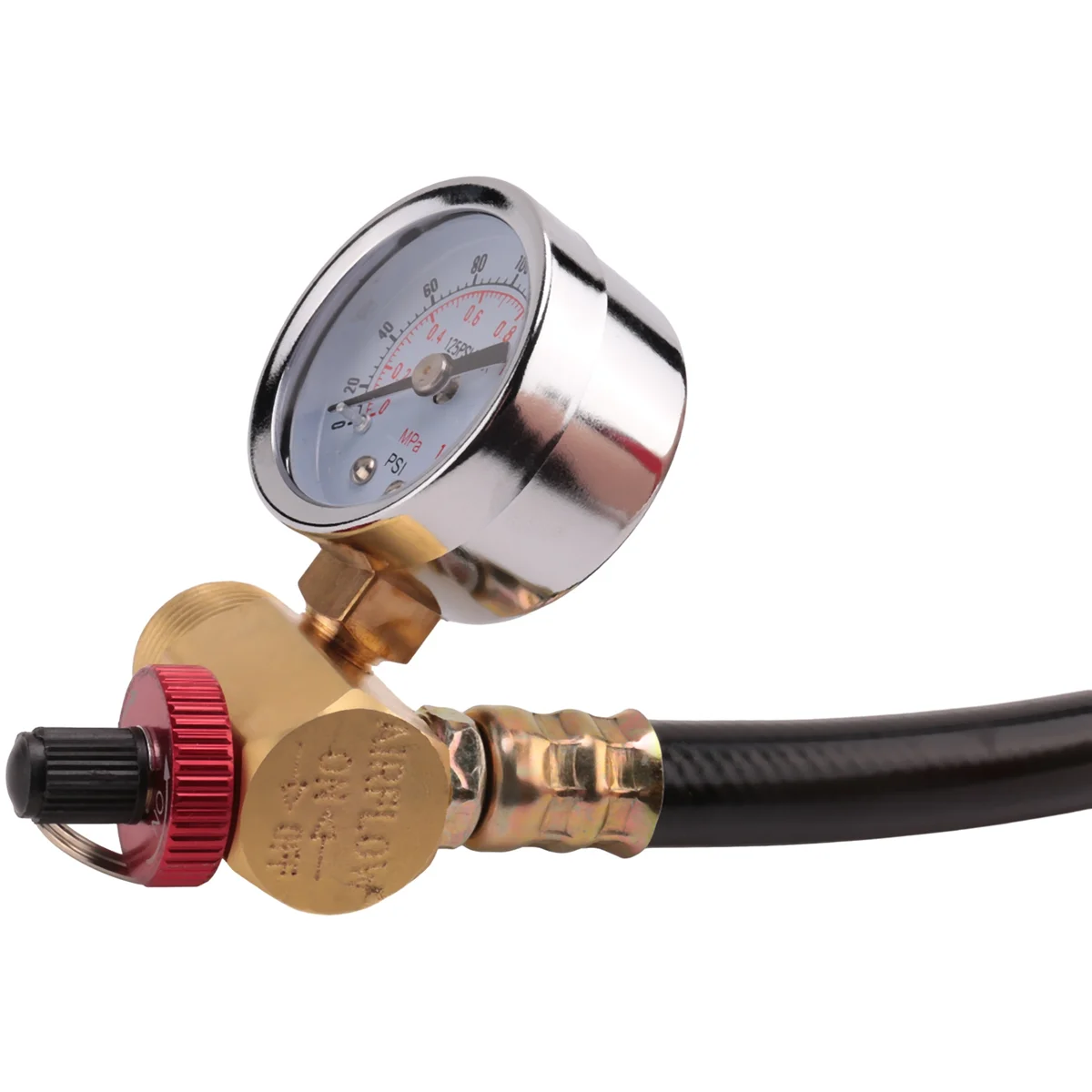 Air Tank Valve Kit with Gauge,Come with 2 Inch Pressure Gauge 1/8 Inch NPT,4 Ft Air Hose 1/4 Inch Knob Air Tank Manifold