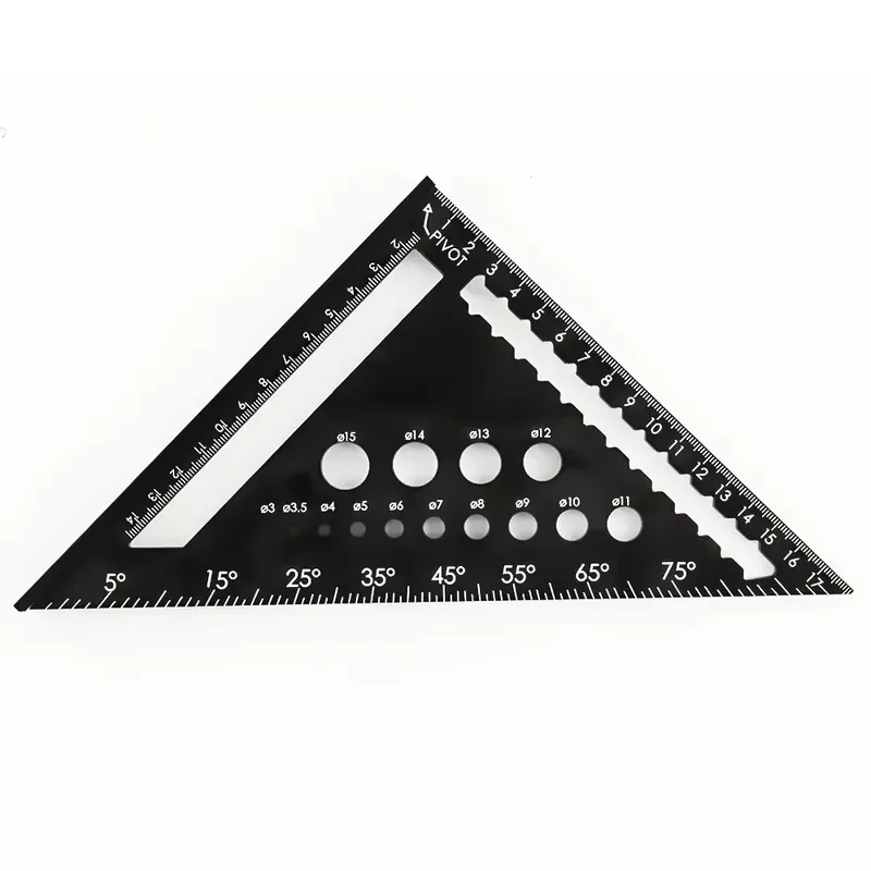 EE1 for Aluminum Alloy Two Rows of Hole Woodworking Measuring Ruler Triangle Angle Rafter Square