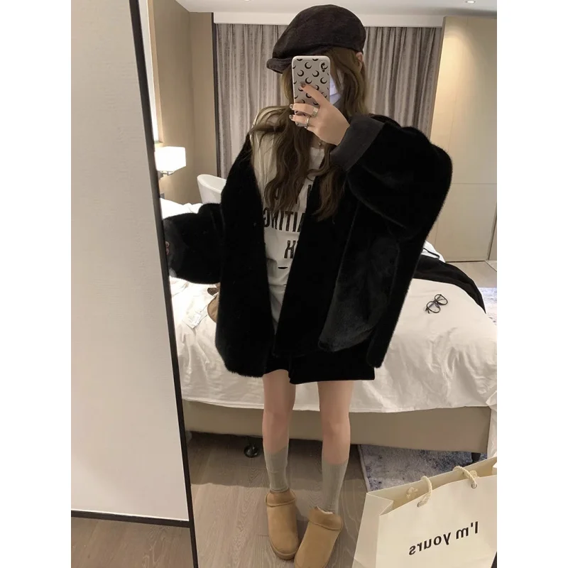 فراء المنك المقلد الجديد للخريف والشتاء للسيدات، نمط Idle، نمط فضفاض، تصميم بدون مشبك، الأكثر مبيعًا متعدد الاستخدامات، أكمام قابلة للتحويل #6