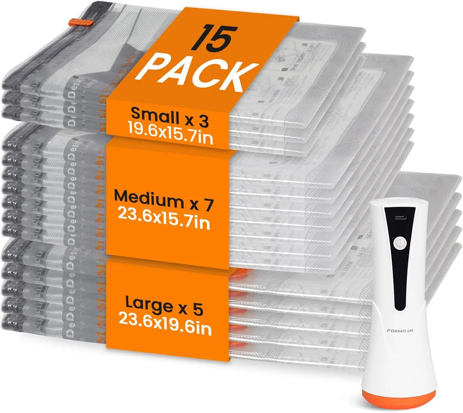 

Набор из 15 вакуумных пакетов для путешествий с беспроводным насосом, компрессионные пакеты для хранения одежды, багажа и сезонного хранения