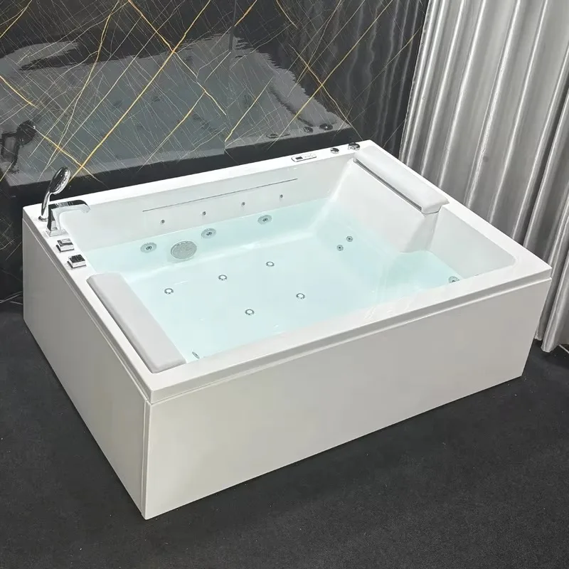 Factory Direct CE Acrylic 3 Side Skirt Massage Bathtub With 20 Jets Hydro Massage Bubble Color Light Thermostatic For Hotel Home