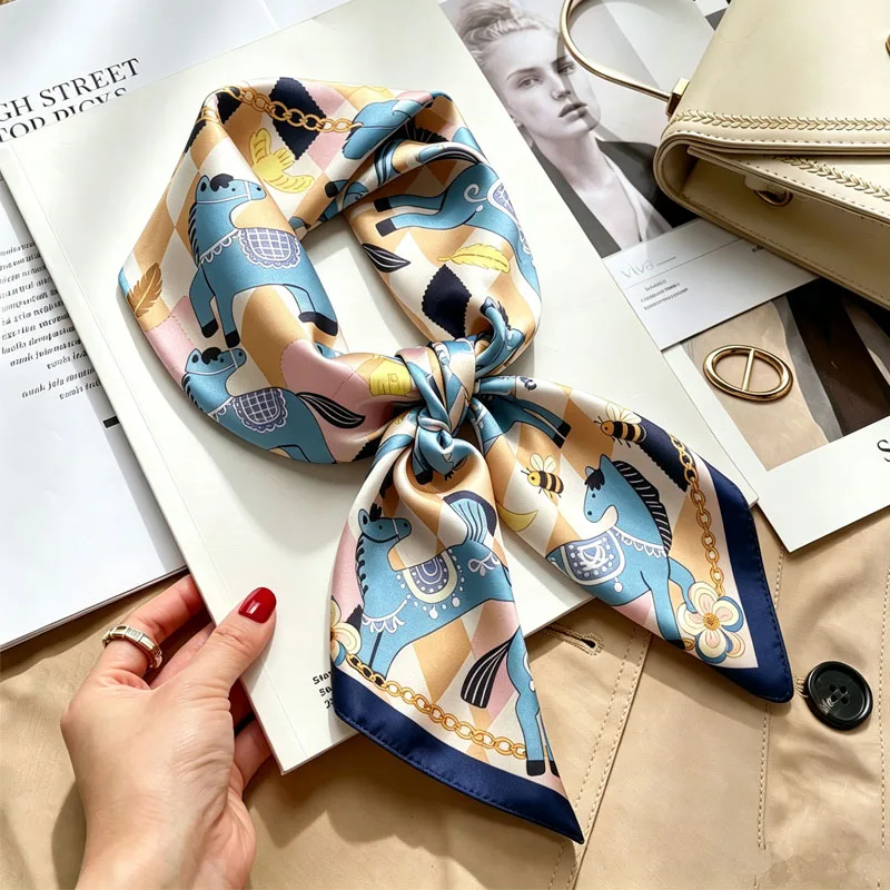 Face Scarf Mask - Ladies Handkerchiefs Hair Silk Scarf 70*70cm