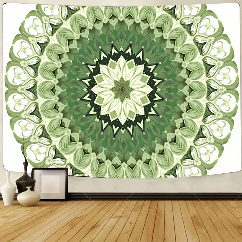 

1pc Wall Tapestry Green Mandala Tapestry for Boho Room Decor, Wall Hanging Art