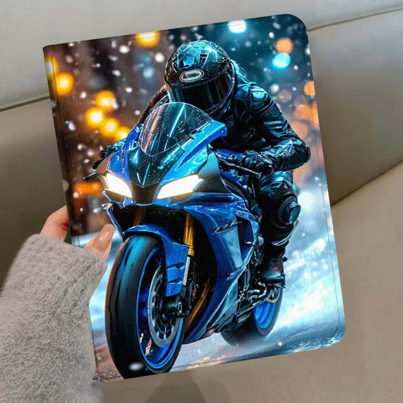 

Motorcycle Snowy Night Soft For Samsung Galaxy Tab S11 S10 S9 S8 S7 S6 A9 A8 A11 Lite FE Plus Pen Tray Tablet Case