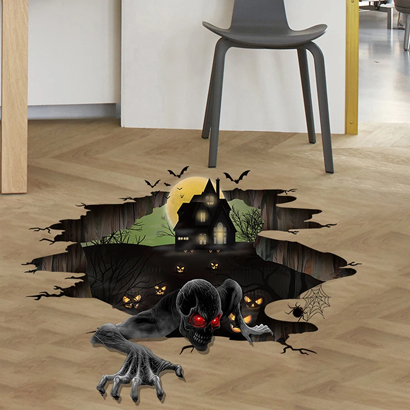 

Halloween Stickers Abyss Ghost Floor Decal Self Adhesive PVC Waterproof Removable Halloween Party Decoration Horror Wall Sticker