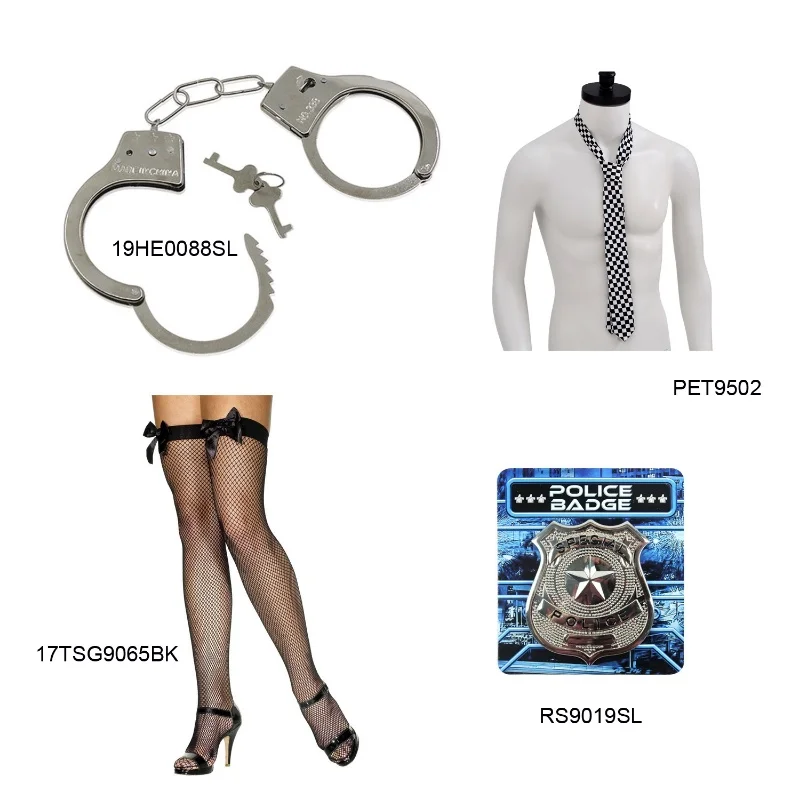 Occupation Cosplay Police Agent Officer Badges Card Tie Handcuffs Holder with Chain Belt Clip Cosplay Accessory Collection