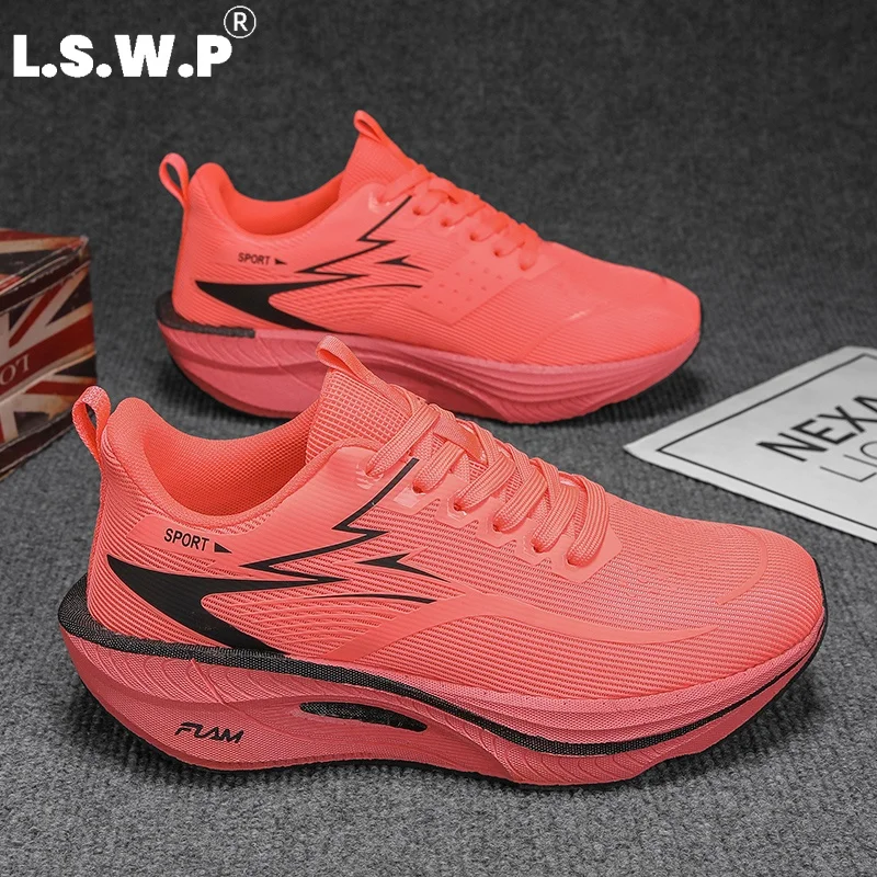 Zapatillas deportivas informales para hombre, zapatillas de correr con placa de carbono para hombre y mujer, zapatillas ligeras de malla transpirable, zapatillas deportivas antideslizantes de alto rebote.
