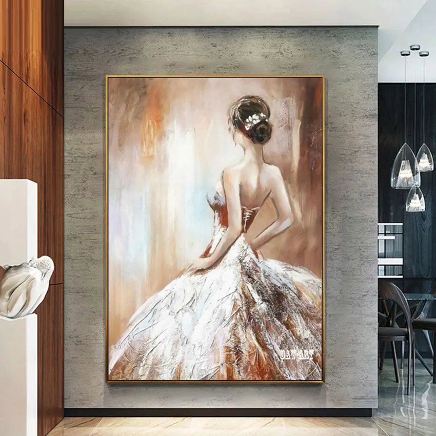 

Canvas Wall Art Abstract Acrylic Sexy Girl Hand Drawing Frameless Modern Pictures 3D Beautiful Ballet Dancer Oil Paintings