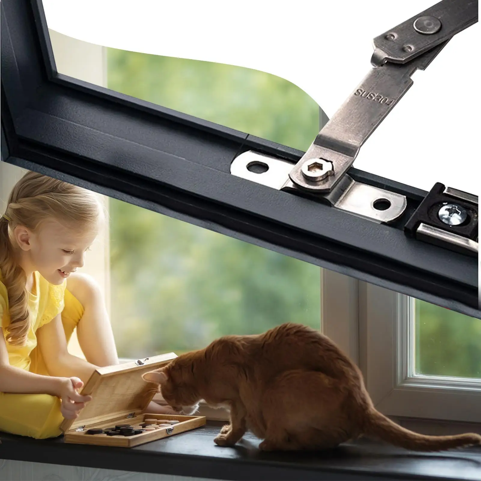 Child Proof Window Locks Stainless steel Security Restrictor Latch Stopper window wind braces for Apartment Glass RV