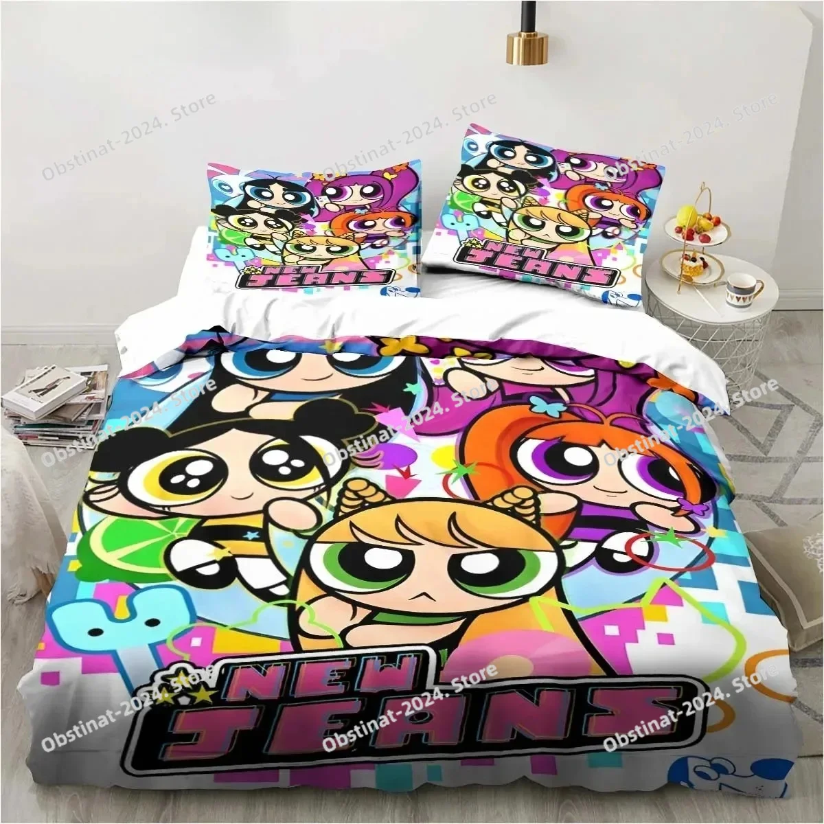 

Down duvet cover cartoon T-The Powerpuff Girls Bedding Sets - Anime Cosplay Cute Queen King Size Double Bed Full Size Gifts