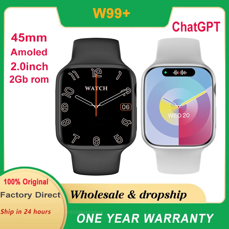 Amoled OriginaL W99+ Smart Watch 2Gb 2.0'' 45MM Compass NFC Game BT Call AI Watch Face W99 Plus Sport Smartwatch Men Women