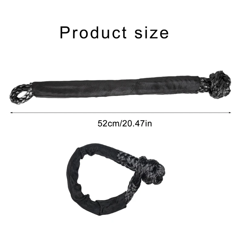 37400lbs Trailer Pull Soft Shackle Synthetic Rope Vehicle Recovery Tow Strap Drop Shipping