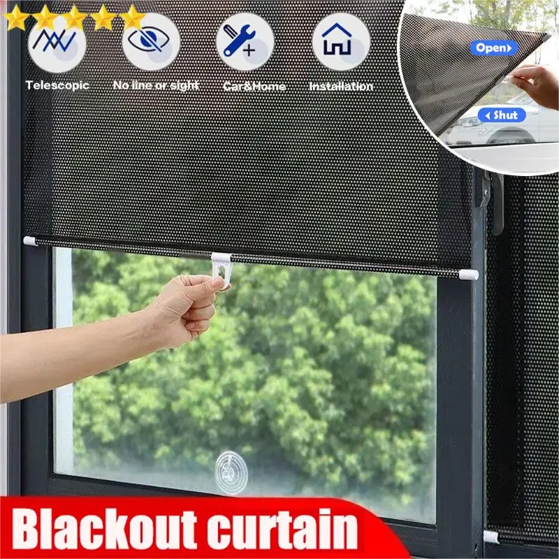 Universal Roller Blinds Suction Cup Sunshade Nail-free Blackout Curtain Car Bedroom Kitchen Office Window Sun-shading Curtains