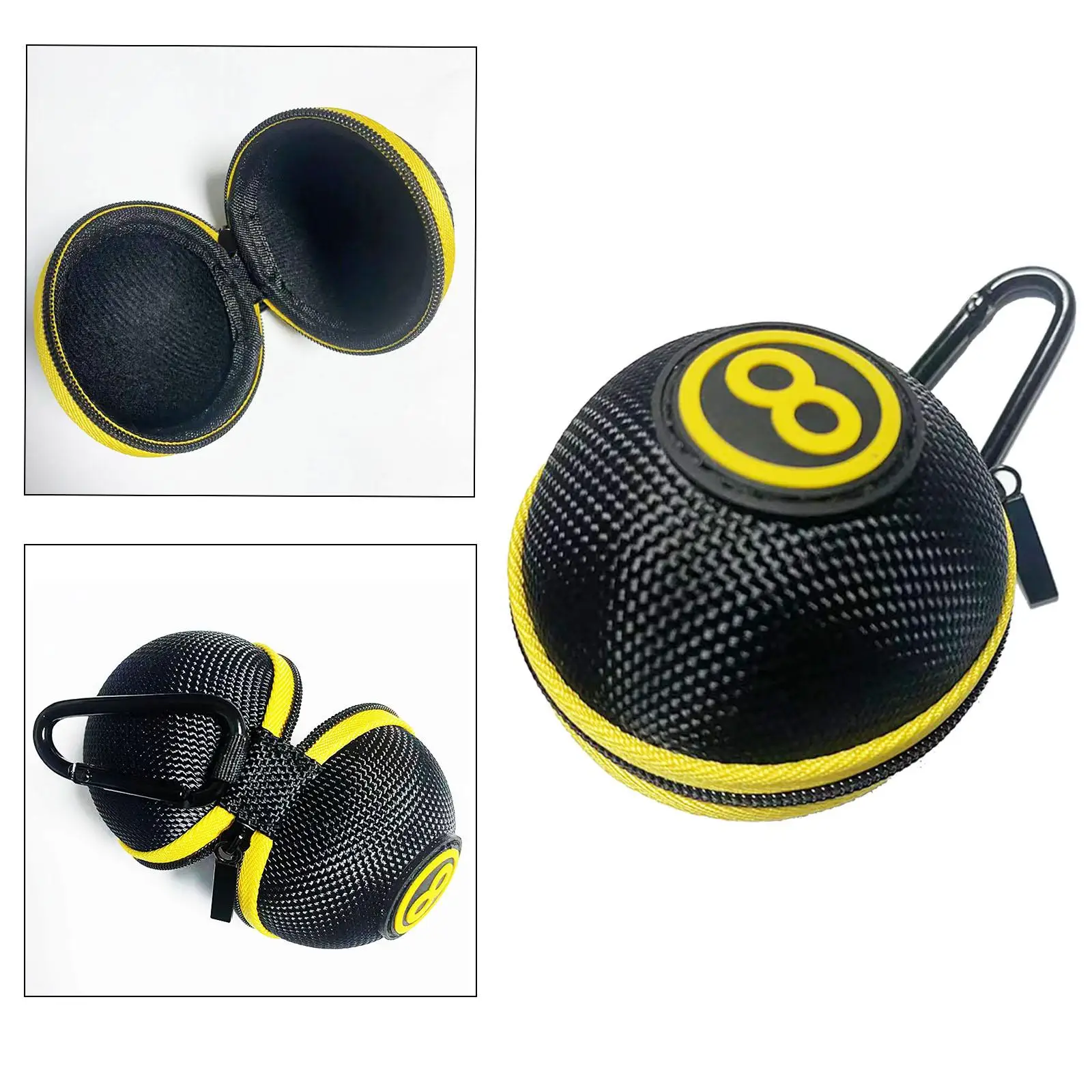 Clip On Cue Ball Case Protector Holder Billiards Accessories with Carabiner Portable Box Carrying Bag for Attaching Pool Balls