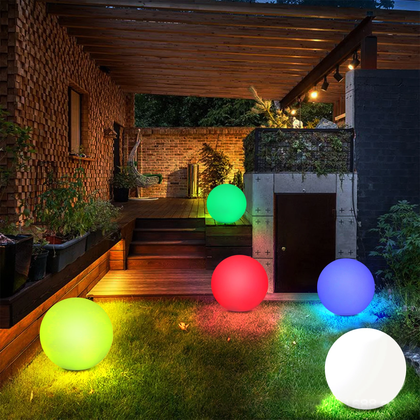 High Quality PE Outdoor Waterproof Light Sensor Round Ball Decoration RGBW Led Floating Ball Led Floating Ball Lamp