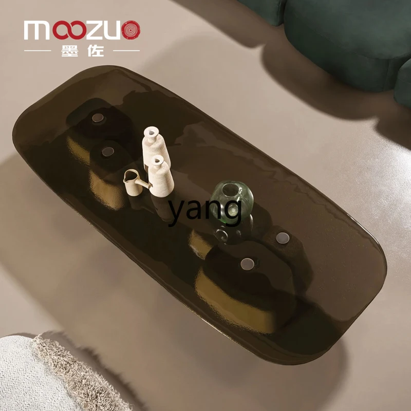 LH light luxury transparent tempered glass tea table living room household rectangle