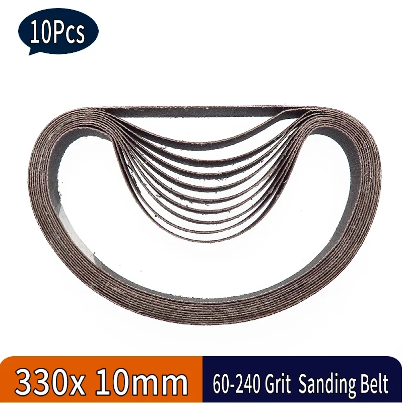 10 Pcs Sanding Belts 330*10 MM 60-240 Grit Aluminum Oxide For Belt Sander Grinder Polisher Wood Fiberglass Rubber Plastic Metals