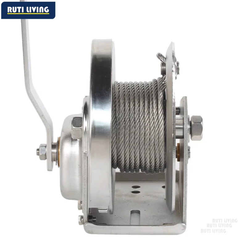 2600 Lbs 304 Stainless Steel Hand Winch Two-Way Self-Locking Manual Winch Sewage Small Anti-Rust Lifting Tool