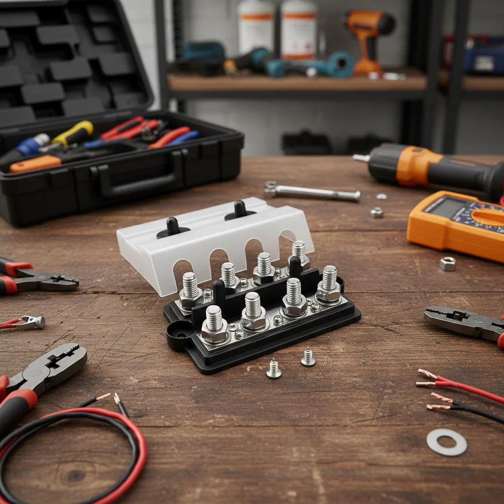 

1pc M8/M10 Double Row Bus Bar 4 Way Terminal Block For RV Yacht Marine Battery High-power Electrical Systems Power Distribution