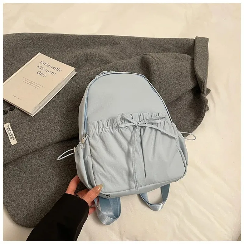 Personalized Embroidered Name Drawstring Bow Backpack - Large Capacity Versatile Bag for School & Travel, Simple Style Backpack