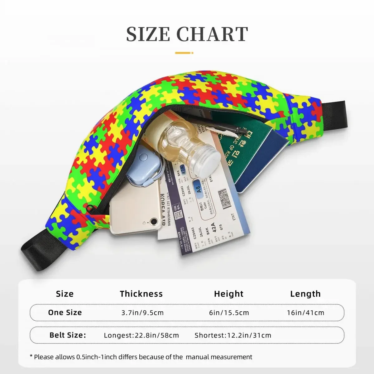 Custom Cool Kleurrijke Legpuzzels Autisme Awareness Fanny Pack Running Vrouwen Mannen Sling Crossbody Heuptas Telefoon Geld Pouch