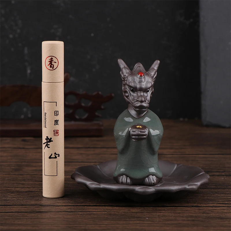 Dragon Shaped Incense Holder For Sticks Meditation Incense Burner With Lotus Chassis Wishing Home Decor Ornament Desktop