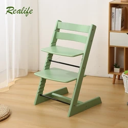 Realife Solid Wood Children's Growth Chair Baby Dining Chair Home Dining Table Chair Multifunctional Adjustable Learning Chair