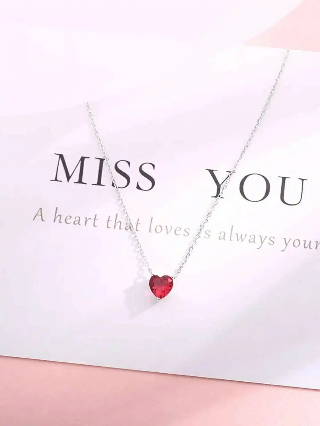 Fashion Silver Plated Red Zircon Crystal Clavicle Chain Necklace for Women Girl\'s Charm Necklace Fine Jewelry Accessories