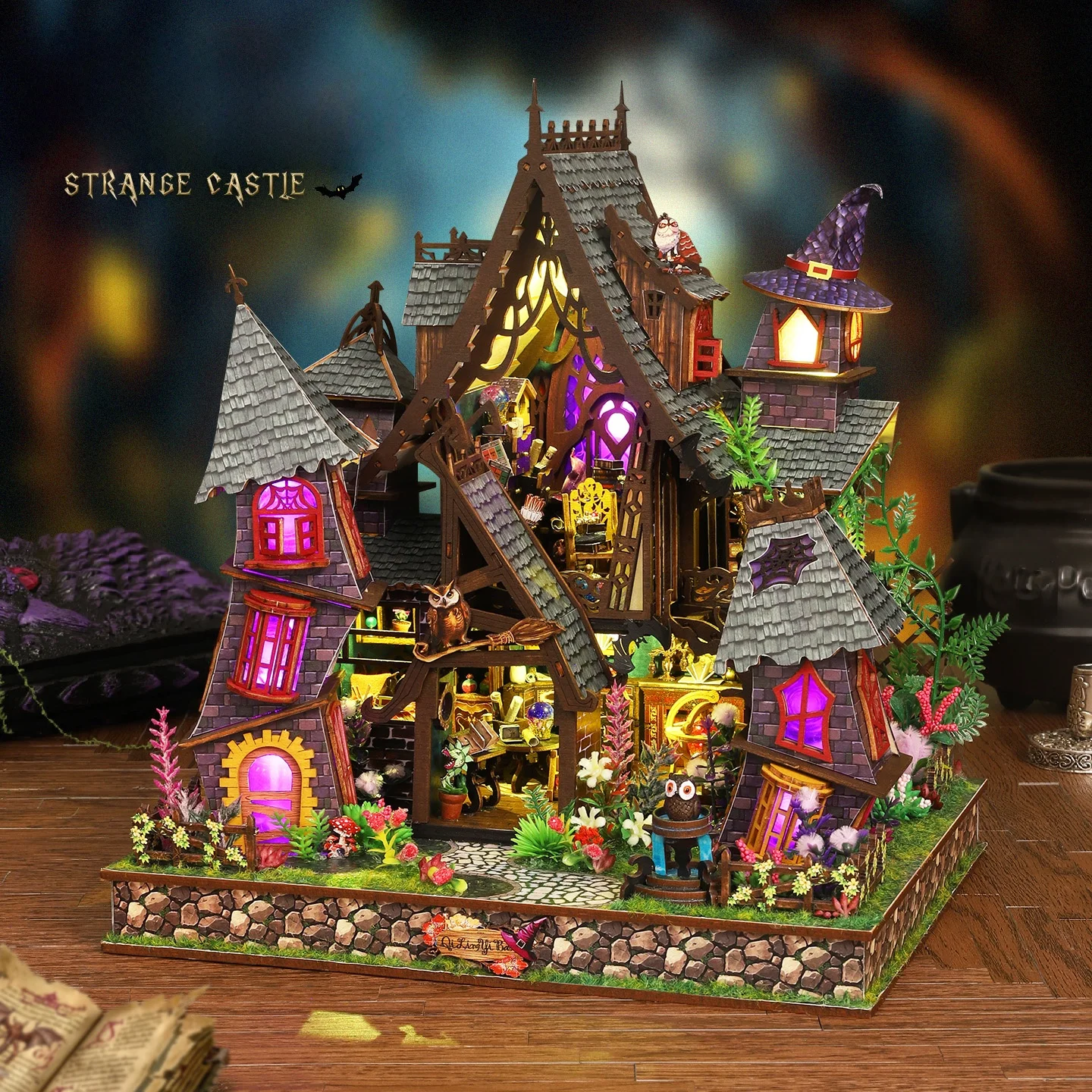 Seltsames Schloss 3D Holzpuzzle - DIY Miniatur-Haus Buchstütze, Einzigartiges Geschenk für Bastler & Heimdekoration