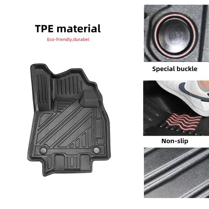 3pcs TPE Car Floor Mats For Mitsubishi Delica D5 Black 3D Anti-slip Waterproof Floor Protective Pad Carpet Right Hand Drive