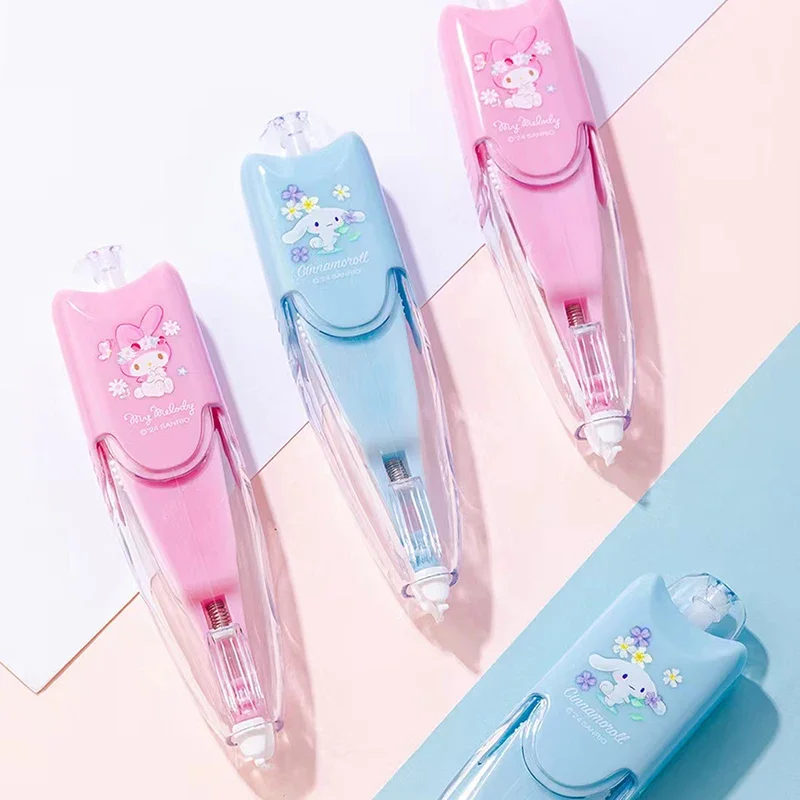 Sanrio Cute Shape Correction Tape mymelody Cinnamoroll Press Type Corrector Students Replaceable Core Altered Tools School gift