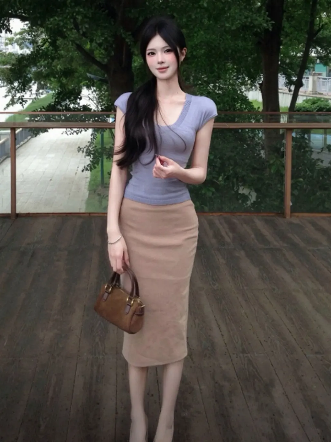 

Elegant Two-Piece Set Sister Style Fashionable Personality Top Half-Skirt Bodycon Summer Collection Comfortable Cotton Blend