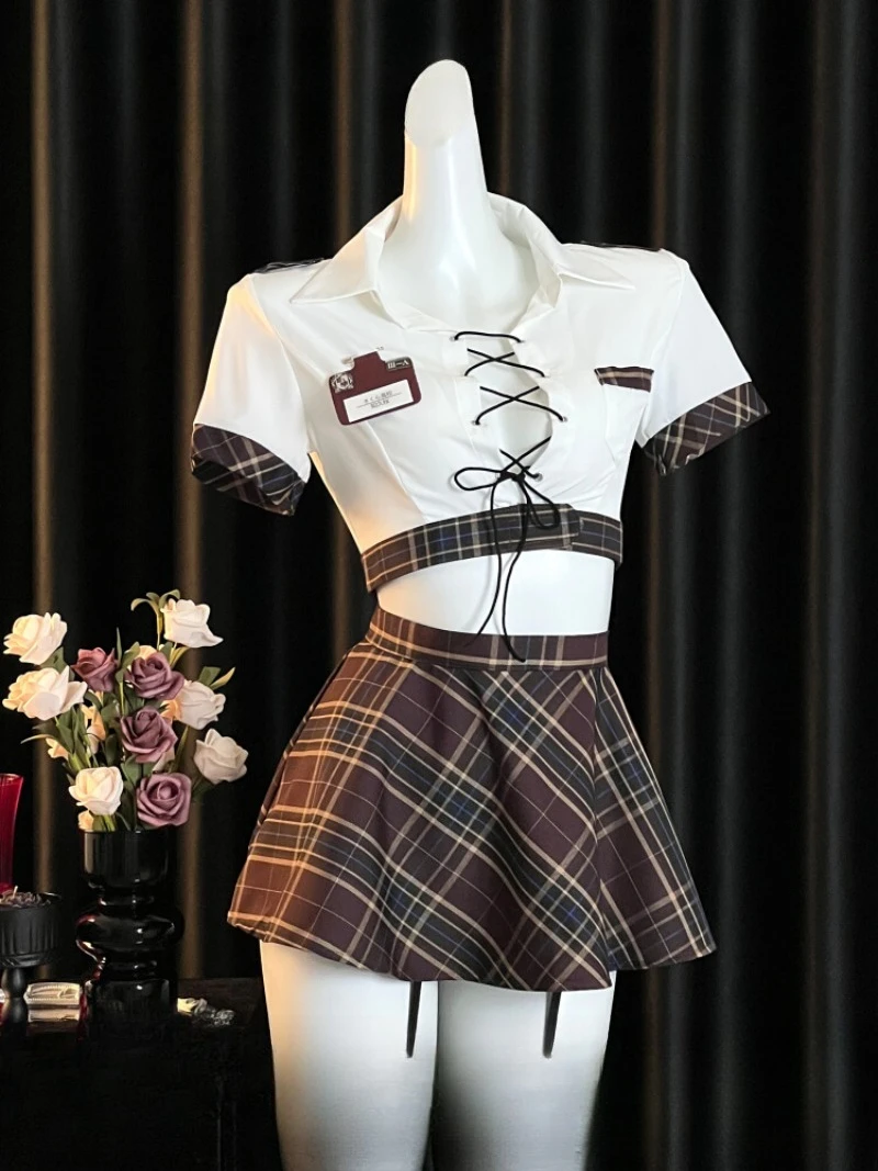 

Школьная форма JK на бретелях, сексуальное платье с вырезом для женщин, наряд Pure Desire Temptation, романтическая пижама для ролевых игр