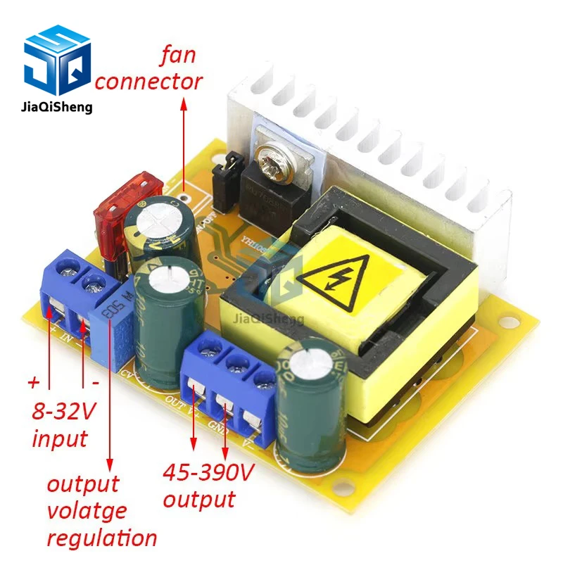 8-32V to 45-390V DC-DC Boost Converter Step Up Power Supply Module High Voltage ZVS Capacitor Charging Board
