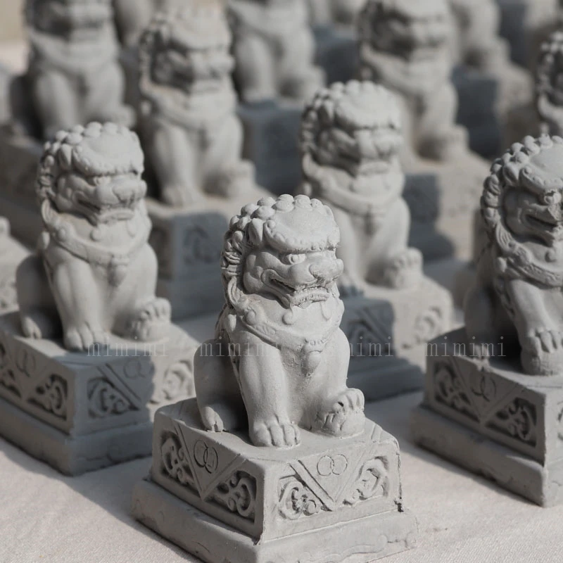 Silicone Mold Concrete Epoxy Decoration Making Traditional Chinese Stone Lion Shape Design DIY Form