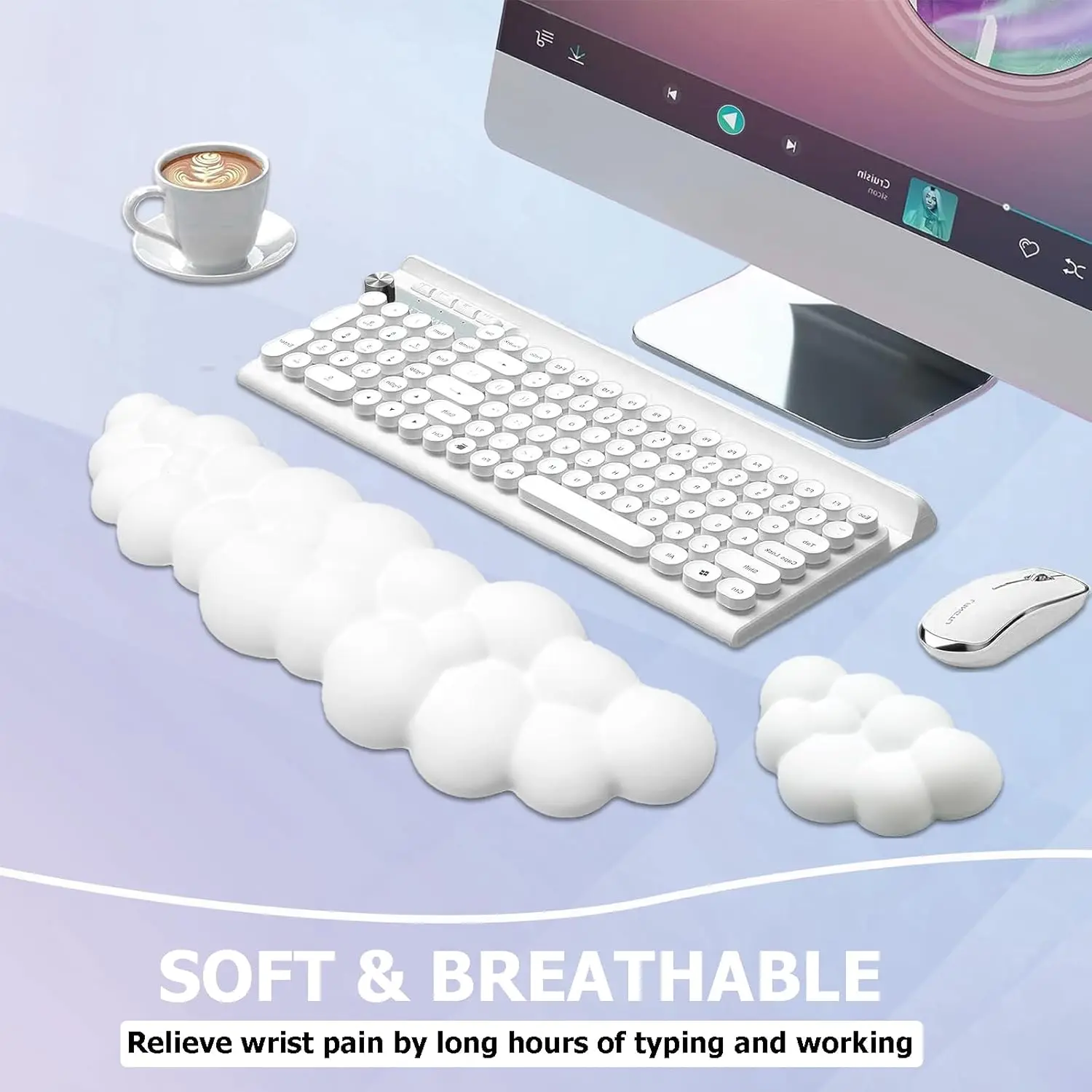يمكن مسند المعصم لوحة المفاتيح السحابية المضادة للانزلاق رغوة الذاكرة سطح المكتب مكتب ألعاب الماوس مسند المعصم #4