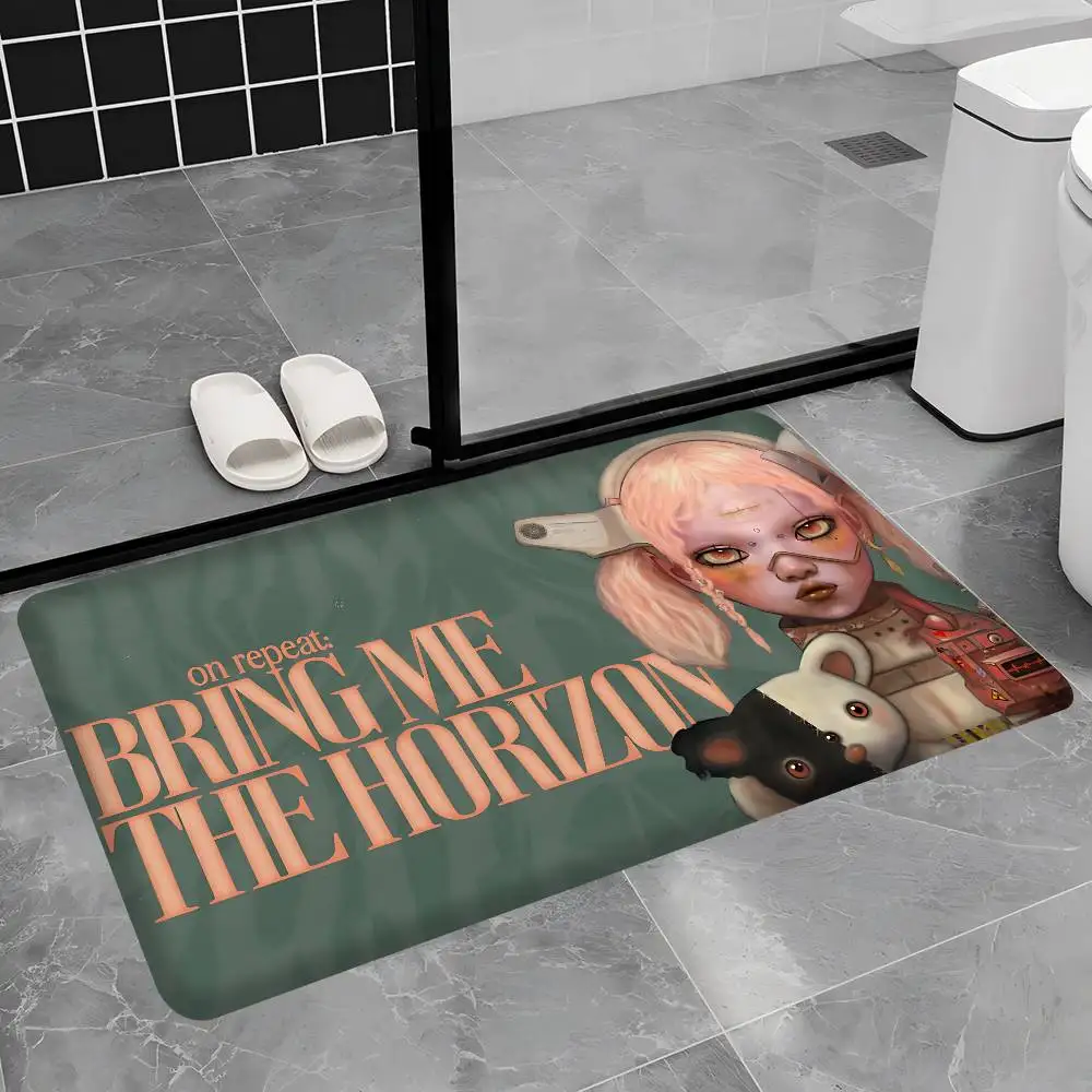 B-Bring Me The H-Horizons BMTH Room Mats Retro Multiple Choice Living Room Kitchen Rug Non-Slip Welcome Rug