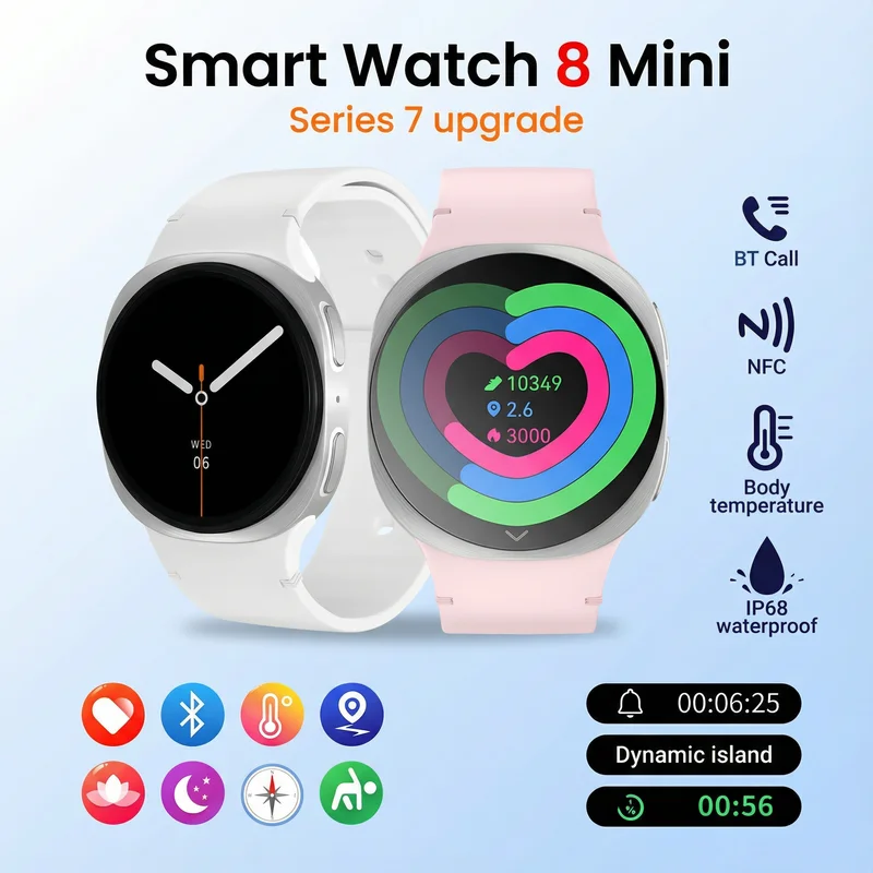 

2026 Новые часы 8 Мини GPS трек Смарт-часы для мужчин Женщин Здоровье Спорт AMOLED Пульсометр Bluetooth Вызов Водонепроницаемые умные часы