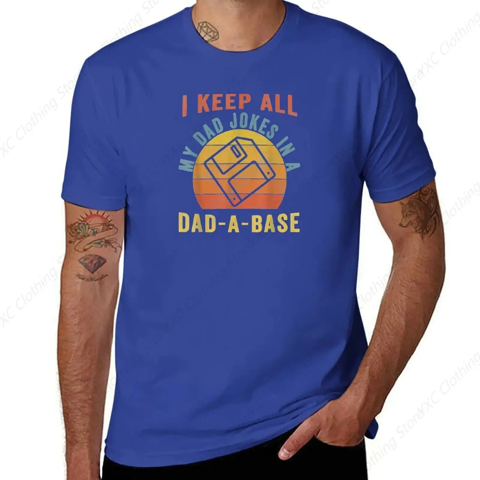 

I Keep All My Dad Jokes In A Dad-A-Base men's T-shirt- Short Sleeve Crew Neck Soft Fitted Tees S - 6XL Fresh Classic